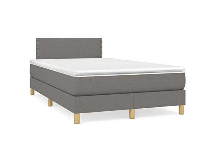 PUGYNBK Boxspringbett mit Matratze, Dunkelgrau, 120 x 200 cm Verstellbares Kopfteil, Taschenfederkerne, mittlere Festigkeit, atmungsaktives Gewebe