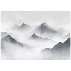 FOTOTAPETE Gebirge Nebel Grau 150x105 cm