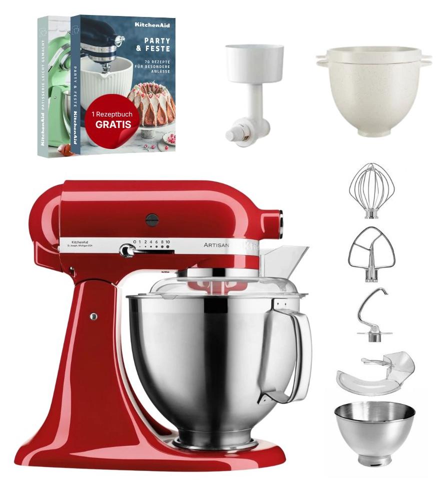 KitchenAid 4,8 L 5KSM185 Artisan Küchenmaschine Breadlover Empire Rot