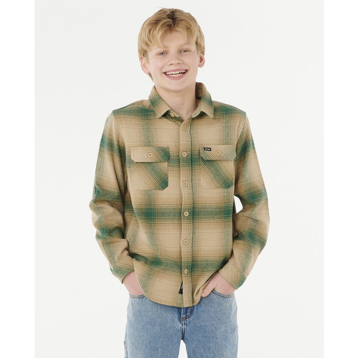 RipCurl Count Flannel Shirt -boy khaki rock (2372) 8 005BSH_2372_8