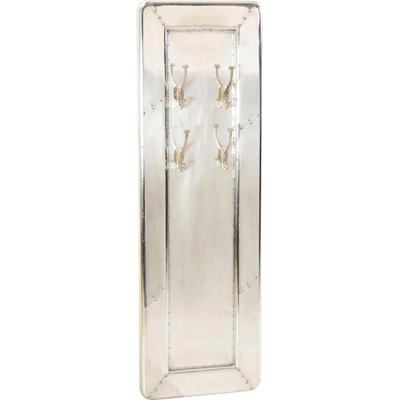 Garderobenpaneel SIT "Airman mit 4 Doppelhaken im Aluminium-Look", silber (silberfarben), B:35cm H:110cm T:8cm, Aluminium, MDF, Garderobenpaneele, Garderobenpaneel, Futuristischer Aluminium-Look mit dekorativen Zierschrauben