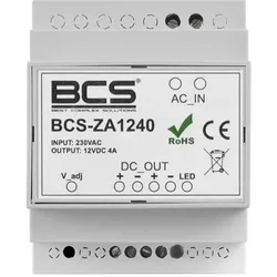 BCS, Systemstromversorgung, BCS-ZA1240 12V 4A Netzteil mit Einstellung für die DIN-Schiene