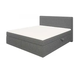 S-STYLE Boxbett Cord  mit Stauraum und Topper  H3 Neo ¦ grau ¦ Maße (cm): B: 185 H: 110