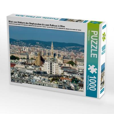 CALVENDO Puzzle Blick vom Südturm des Stephansdom bis zum Rathaus in Wien | 1000 Teile Lege-Größe 64x48cm Foto-Puzzle für glückliche Stunden