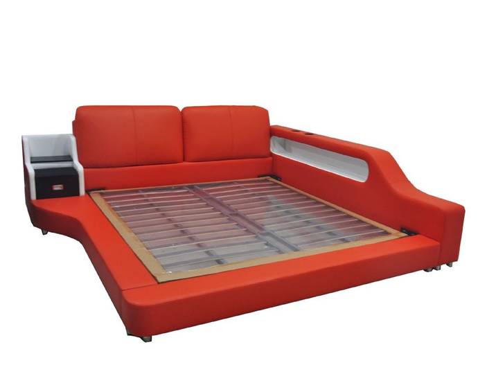 Xlmoebel Polsterbett Luxus-Lederbett LB8841 mit gepolstertem Design für Eleganz (Bett LB8841), Hergestellt in Europa
