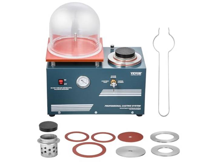 VEVOR Machine de Fonte à la Cire Perdue sous Vide\, Machine pour Moulage de Précision 290 W\, avec Port d'Injection Pratique\, Manomètre de Précision\, Équipement pour Coulée de Bijoux Fusion de Métaux