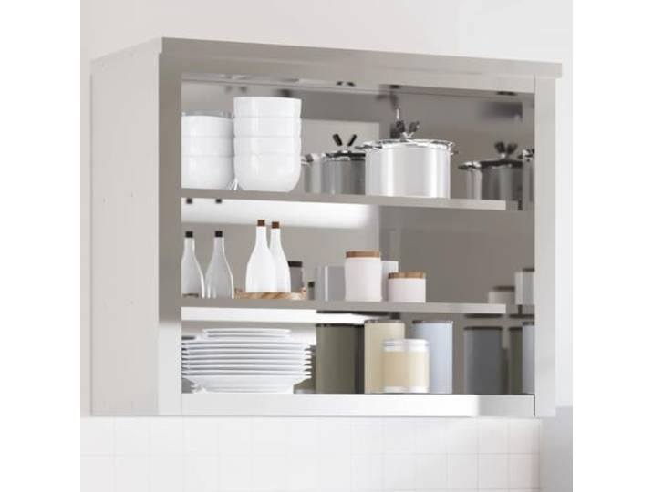 WXGTBKPR Edelstahl Wandschrank 92x40x75 cm, Küchenschrank für Gastronomie Zwei Ablagen, Zur Wandmontage, Korrosionsbeständig, Einfache Reinigung