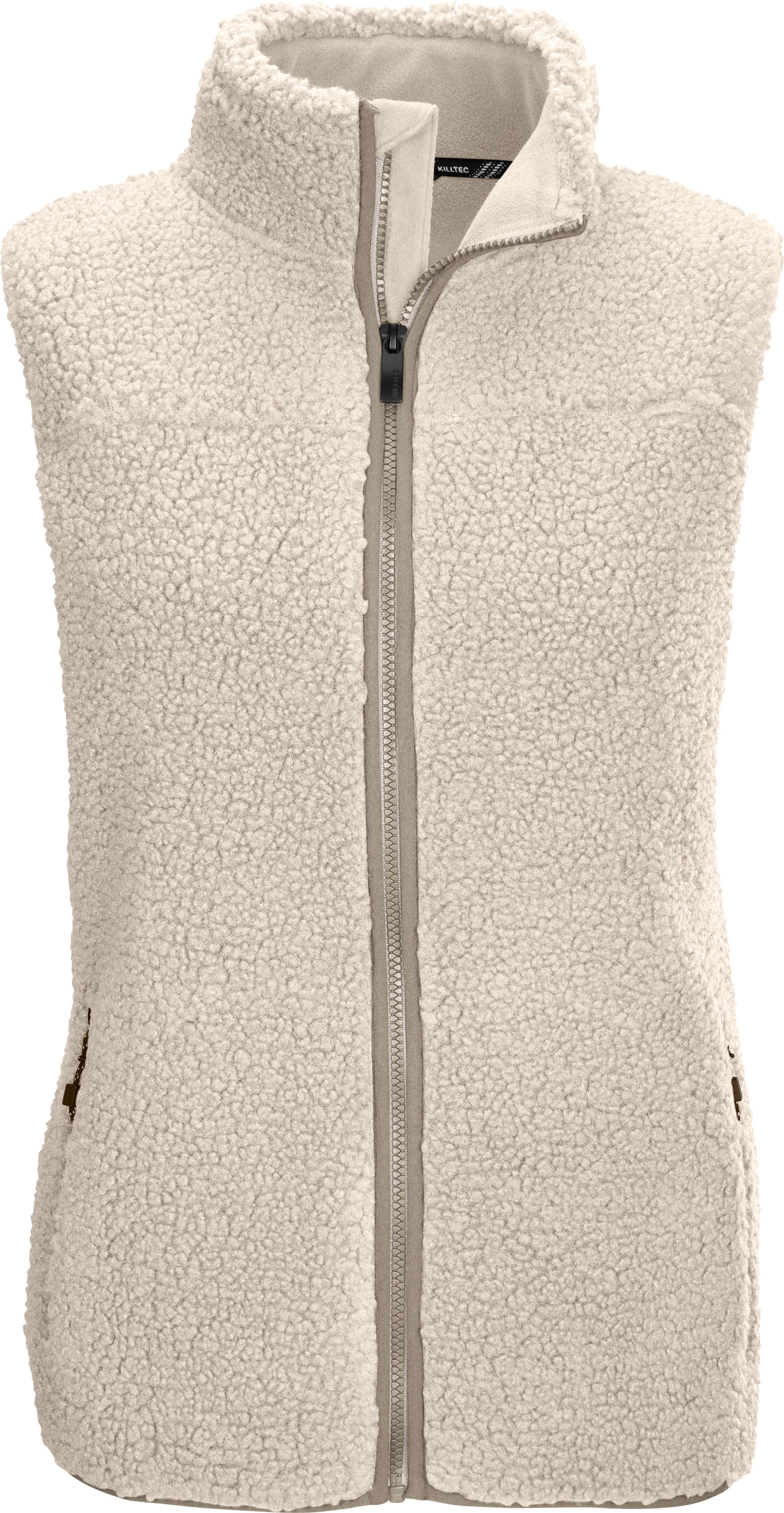Fleeceweste KILLTEC "KOW 7 WMN VST", Damen, Gr. 36, weiss (weißer sand), Obermaterial: 100% Polyester, Westen Fleeceweste, mit Stehkragen, aus Stretchmaterial, sportlicher Stil weißer sand 36