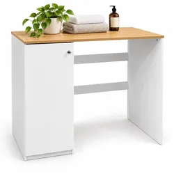 Relaxdays Waschmaschinenschrank  mit Wäschekorb Weiß,Hellbraun