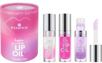 Essence Hydra Kiss Lip Oil Trio kit para lábios . Hydra Kiss Lip Oil Trio