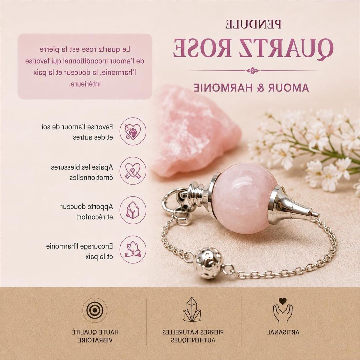 Rozenkwarts slinger hanger in waterdruppel vorm, roze natuursteen voor spirituele decoratie, 4 cm