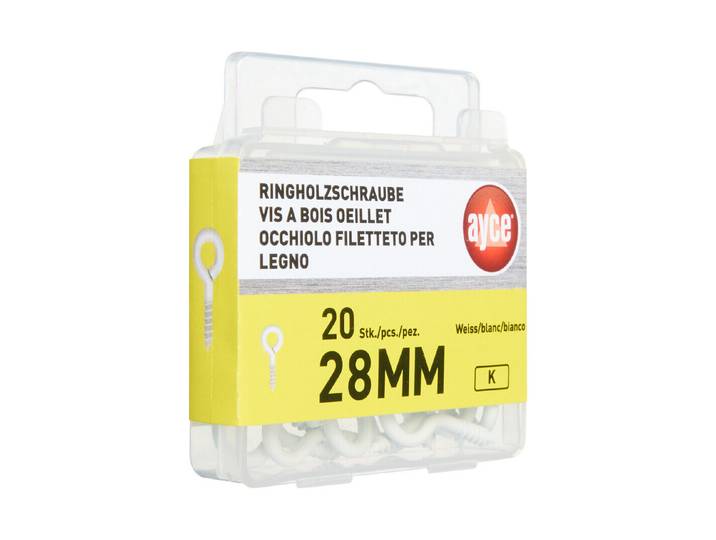 Ayce Ringschraube Weiss 28 mm ⌀ 8 mm