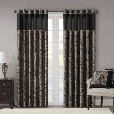 Madison Park Aubrey Jacquard Curtain Panel Pair