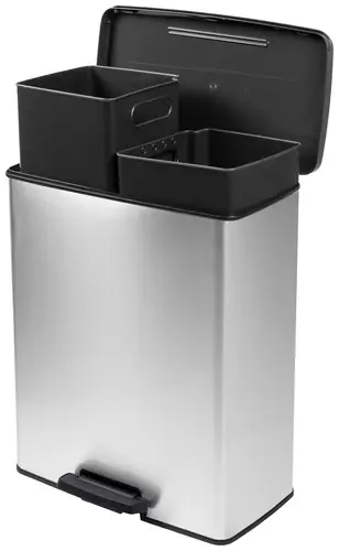 Curver Deco bin slim 254619 Mülleimer 52l (B x H x T) 486 x 615 x 284mm Silber, Schwarz 1St.