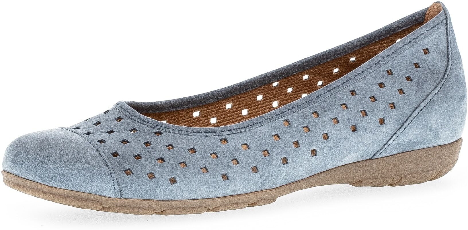 Ballerina GABOR, Damen, Gr. 44, Textil, blau (jeansblau), Nubukleder, Schuhe Ballerina, Slipper, Businessschuh, Halbschuh mit Hovercraft Luftkammerlaufsohle jeansblau 44, Textil