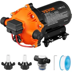 VEVOR Wassermembranpumpe, 12 V DC, 5,5 GPM Durchfluss, 70 PSI Nenndruck (40–100 PSI einstellbar), 1/2 Zoll MNPT selbstansaugende Sprühpumpe mit Druckschalter für Wohnmobil, Camper, Marine, Boot, Rasen, FCC-zertifiziert