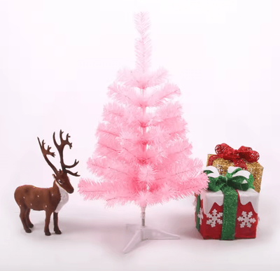 Inspire Curations 60cm Mini Christmas Tree PVC Desktop Festive Decoration pink