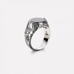 REBEL & ROSE - STERLING SILVER RINGS - Ring Round Onyx Vintage