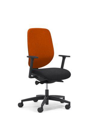 Giroflex Bürostuhl 353, mit Armlehnen, Auto-Synchronmechanik, Muldensitz, orange/schwarz