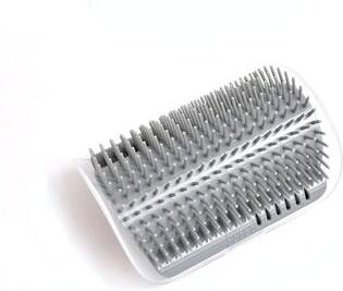 Pet Hub Corner Scrubber Massager Cat Scratching Brush & Comb For Grooming & Relaxation Gray 13x8.5cm
