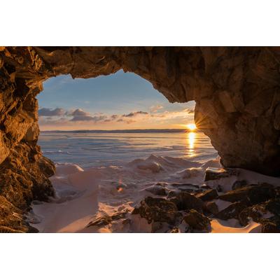 Fototapete PAPERMOON "Höhle am Meer", bunt, B:3m L:2,23m, Vlies, Tapeten
