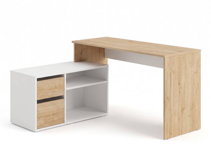 Bureau d'angle modulable Elena Chene/blanc - Basika
