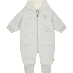 Steiff Fleece-Overall Kapuze mit Ohren und Klappfuß, grau, 62