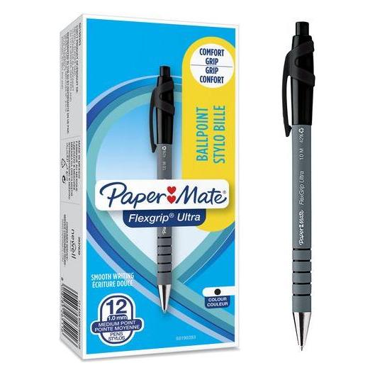 Paper Mate Flexgrip Ultra Clip-on-Einziehkugelschreiber Medium 12 Stücke (12x) (S0190393)