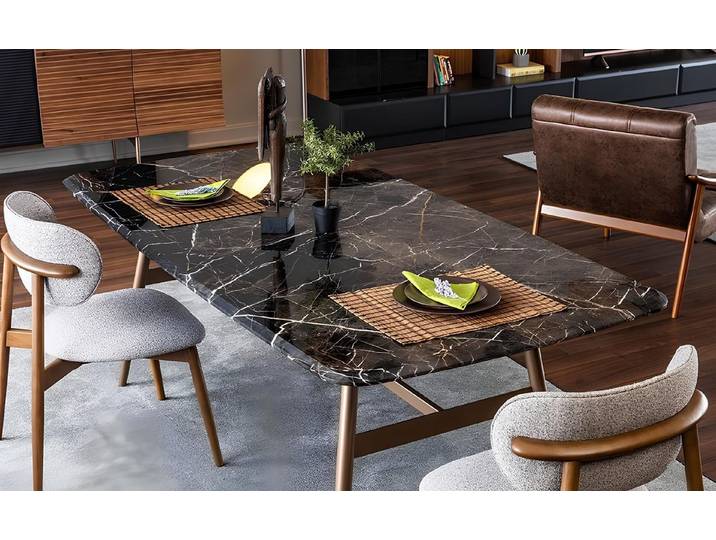 Xlmoebel Esstisch Marmor Tisch Schwarz für Esszimmer und Essecke im Design (1-St), Made in Europa