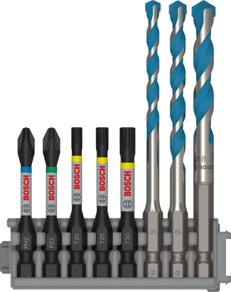 Bosch PRO Impact Set mit Multi Construction Bohrern und Pick and Click-Index, 8-tlg. 2608577144