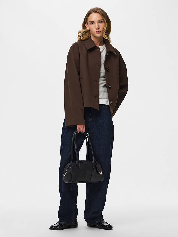 Pieces Übergangsjacke "Aya" in Dunkelbraun - XS