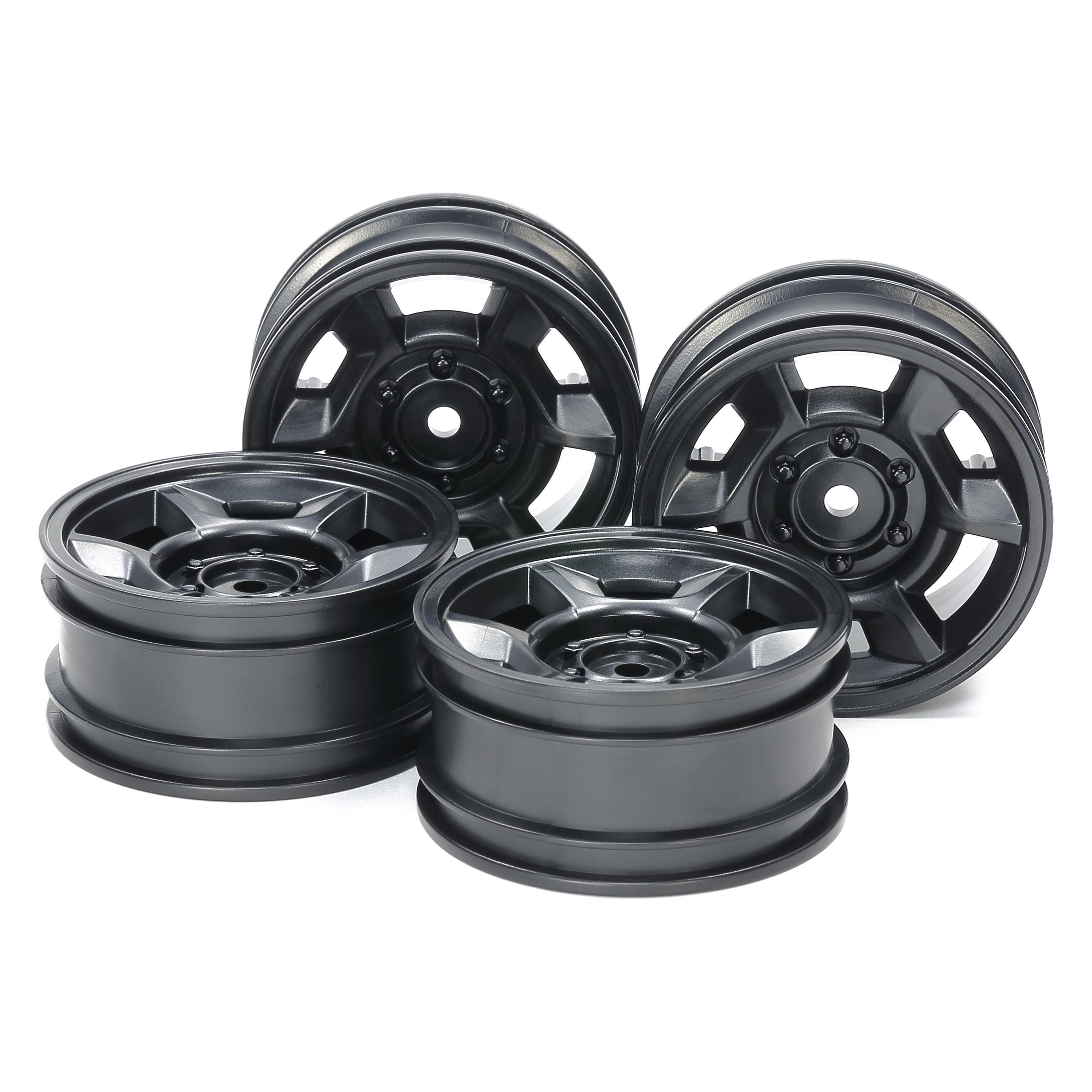 Tamiya CC-02 6 Spoke Wheels black (4) Offset +4 (51688)