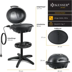 Kesser, Elektrogrill, elektrischer Elektrogrill 2in1 Tischgrill Standgrill (2.40 kW)