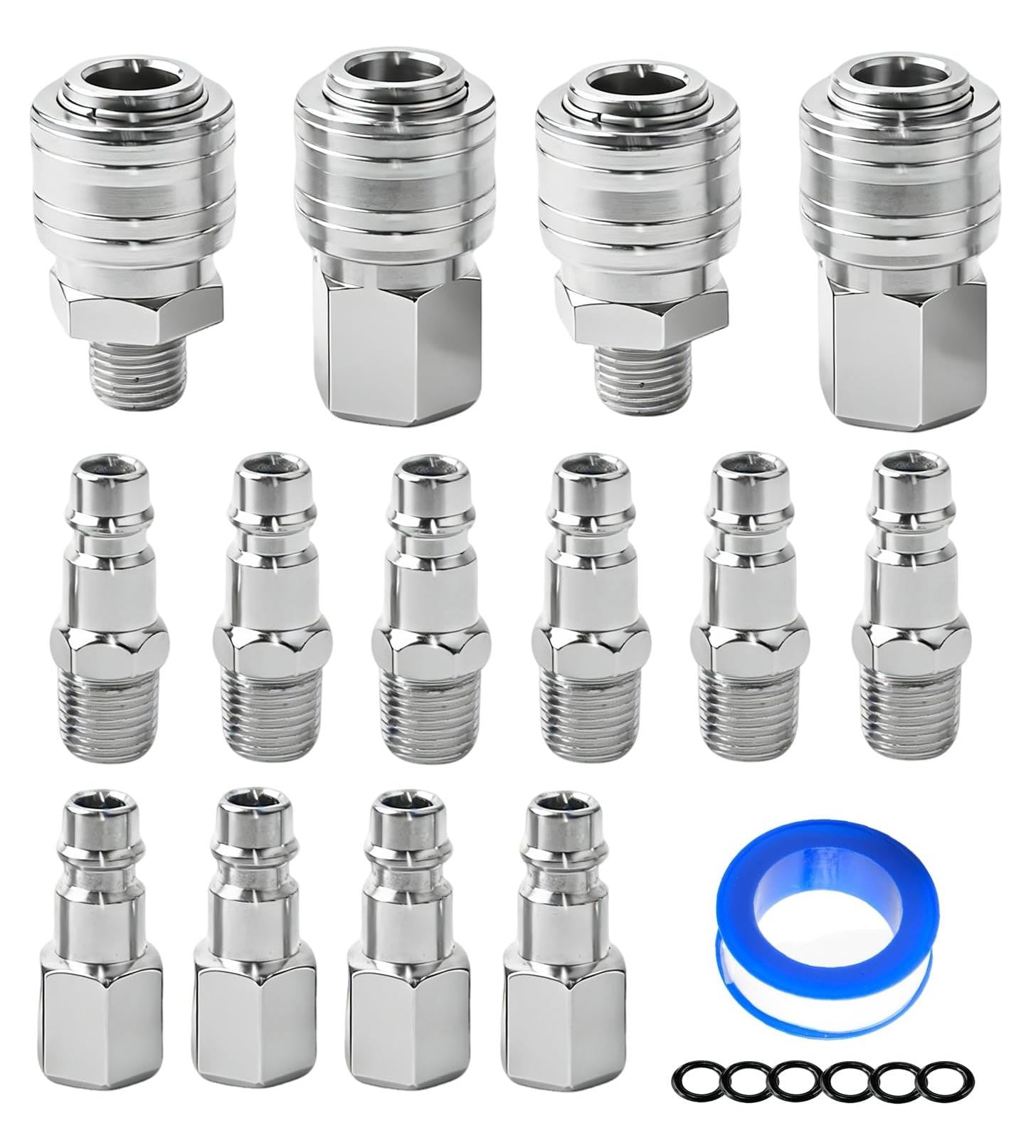 Selius 14 stuks Euro persluchtkoppelingen 1/4 inch BSP snelkoppeling voor perslucht