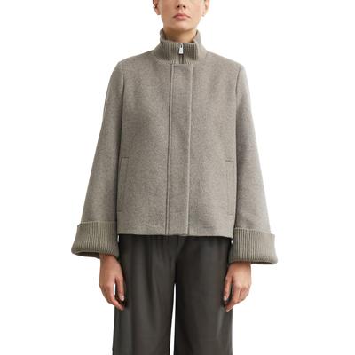 Wolljacke COMMA, Damen, Gr. 36, grau (taupe melange), Fleece, Obermaterial: 50% Wolle, 40% Polyester, 4% Polyamid, 3% Viskose, 3% sonstige Fasern. Futter: 55% Polyester, 45% Viskose, meliert, bequem hüftbedeckend, Rundhals, mit Aufschlag Aufschlag,...
