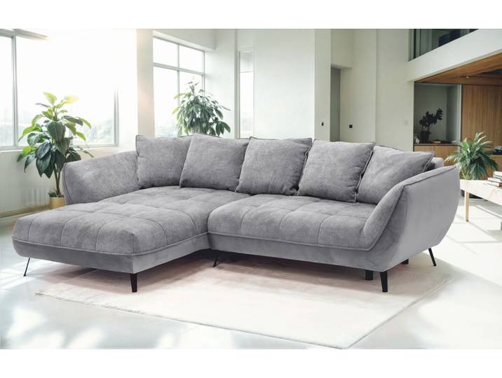 Ecksofa EXXPO - SOFA FASHION Midway Easy-Lift-Bettfunktion, 15cm bodenfrei, bequem, Breite 282cm , grau, B:282cm H:91cm T:187cm, Sofas, Ecksofa, inkl. Bettfunktion und praktischem Bettkasten, L-Form