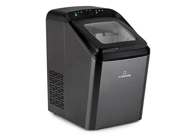 Klarstein Eiswürfelmaschine Klein, 2,9 L Eiswürfelbereiter für 15 kg Große und Kleine Eiswürfel, Schnelle Mini-Eiswürfelmaschine, Selbstreinigend