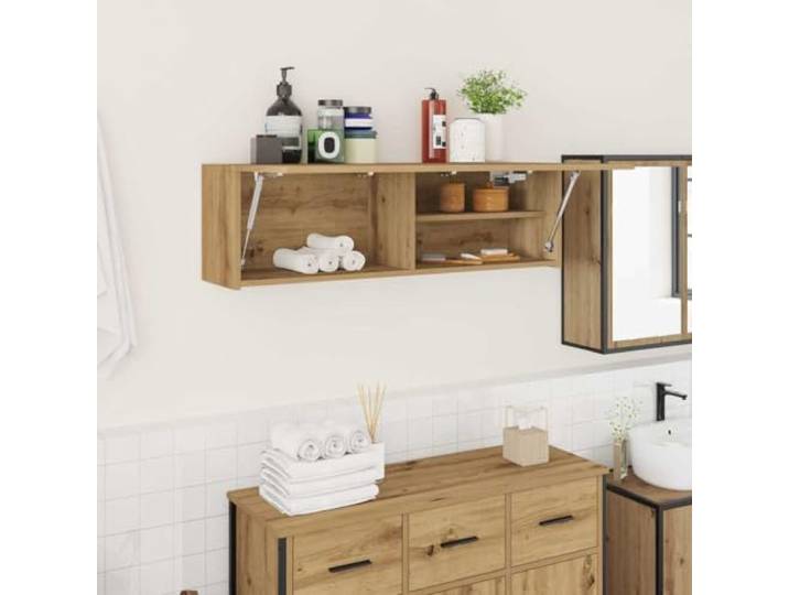 YUTAASU Bad-Wandschrank Artisan-Eiche 100x25x30 cm Holzwerkstoff Mit Gasdruckfeder, Geräuschlos, Feuchtigkeitsbeständig, Für Bad Küche Wohnzimmer