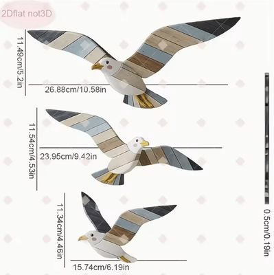 Inspire Curations Retro Wooden Seagull Wall Decor Set Coastal Seagull Wall Hanging Ornaments a3