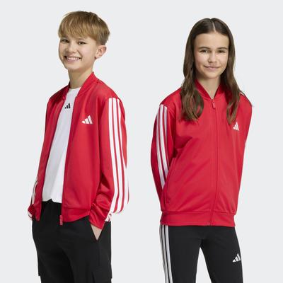 Outdoorjacke ADIDAS SPORTSWEAR "ESSENTIALS CLIMACOOL TRACK", Jungen, Gr. 152, rot (pure ruby, weiß), Obermaterial: 100% Polyester, Jacken Outdoorjacke, für Kinder, mit Reißverschluss, aus Polyester