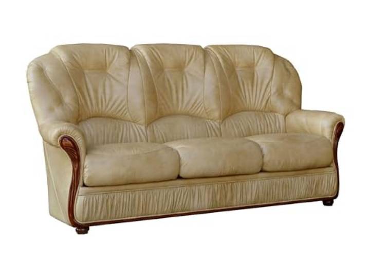 Vente-unique-Ledersofa 3-Sitzer - Büffelleder - Beige - Daphne