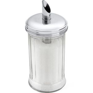 Contacto Zuckerstreuer 334/300, Dosierer mit Ausgießrohr, für Kristallzucker, aus Glas mit Edelstahlverschluss, 300 ml