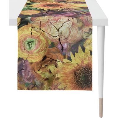 Tischläufer APELT "1314 Herbstzeit, Herbstdeko, Herbst", bunt (orange, gelb, bunt), B:48cm L:140cm, Baumwolle, Tischdecken, Digitaldruck
