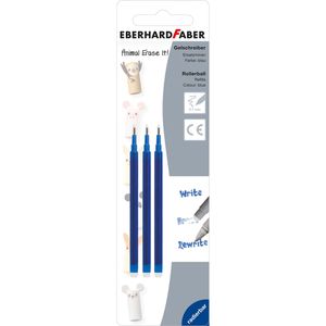 Eberhard-Faber Gelschreibermine Animal Erase it, löschbar, Strichbreite 0,7mm, blau, 3 Stück