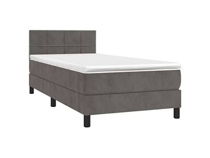 vidaXL Boxspringbett mit Matratze & LED Dunkelgrau 100x200 cm Samt