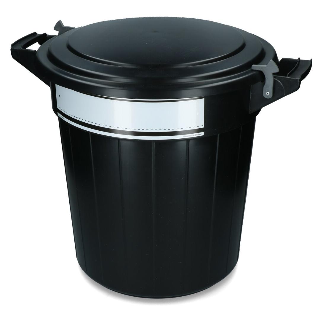 Vplast Storage bucket 80 l black, lid, lock and writing label (VOER00008)