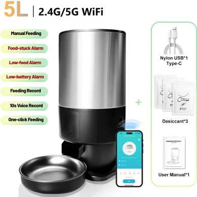 Inspire Curations SmartSight 5L Automatic Cat Feeder With HD Camera & App Control sus 5g Wifi App tuya App battery Food Alert