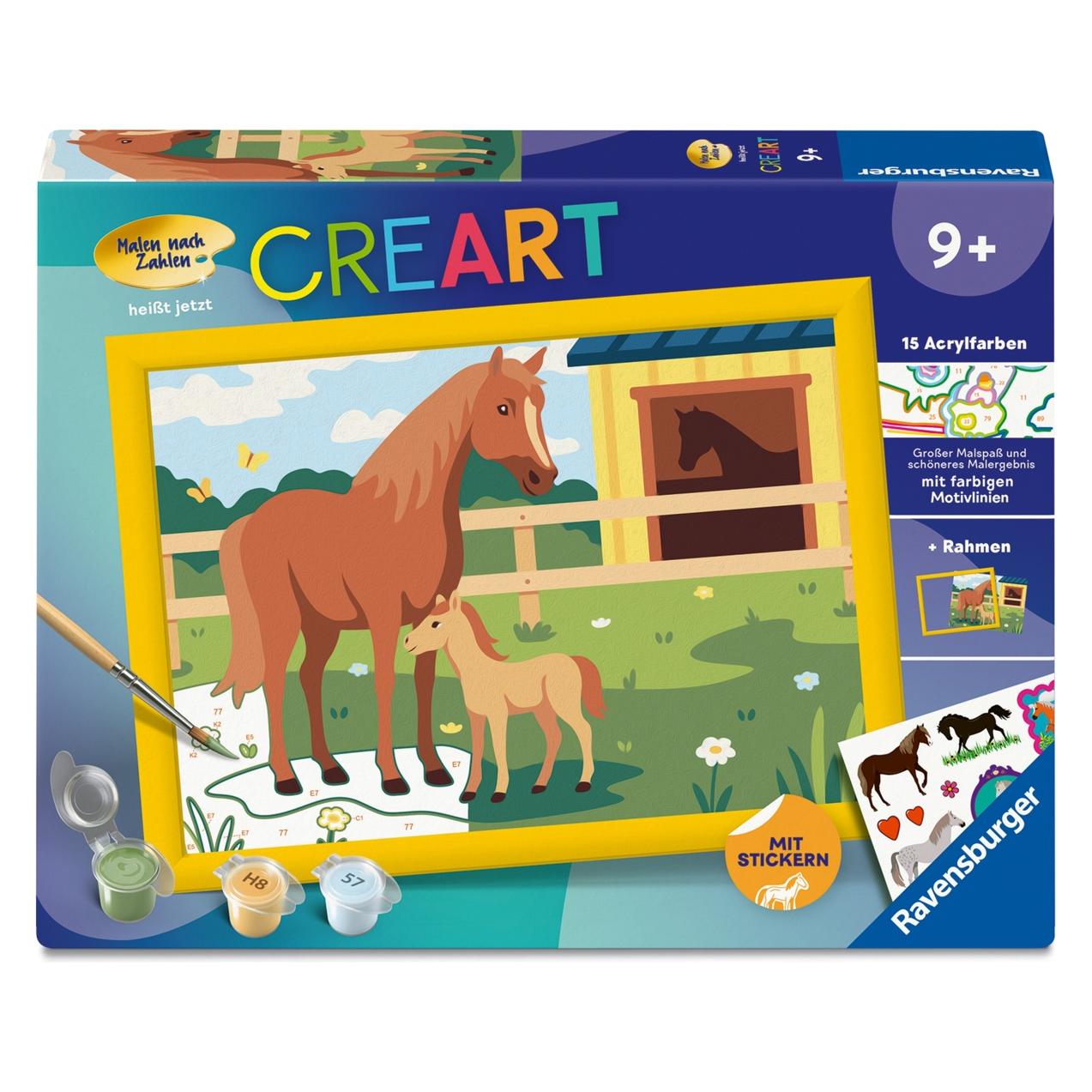 Ravensburger CreArt, Malen nach Zahlen Kinder - Pferdemama und Fohlen (4005555231875-4005555231875)