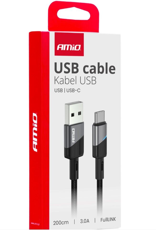 AMiO 03924 Câble de charge USB couleur noir/gris