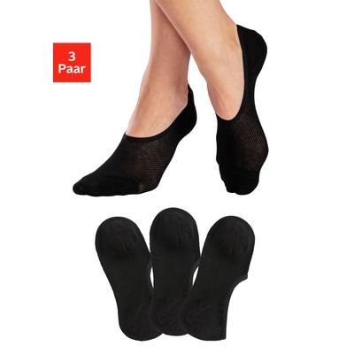 Füßlinge LASCANA ACTIVE "Damen Ballerina Socken Rutschfest, Atmungsaktiv", Damen, Gr. 39-42, schwarz (3x schwarz), Baumwollmischung, unifarben, elastisch, Socken, mit Pikee Struktur unsichtbare Sneaker Socken